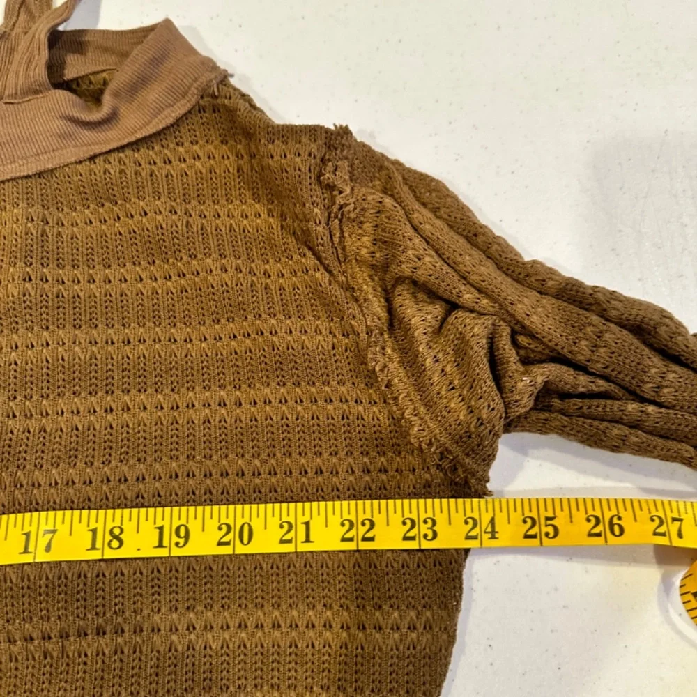 Free People Women's Tops Sistine Hacci Cold Shoulder Top sweater Brown‎ boho y2k
